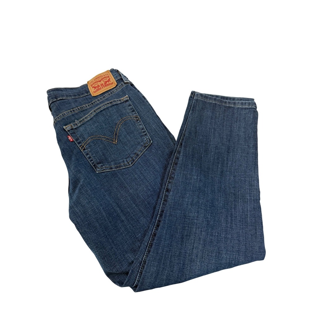 Levis Boyfriend Jeans Womens 31 Medium Wash Blue Denim Straight Leg Stretch - Picture 2 of 12